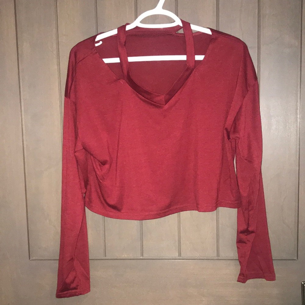 Burgundy cropped long sleeve